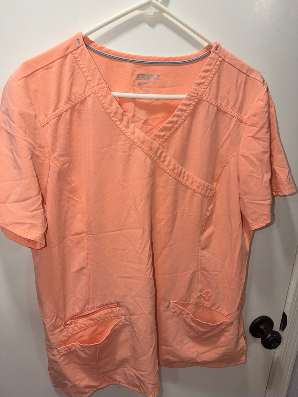 Scrubstar Peach Wrap-Style V-Neck Scrub Top